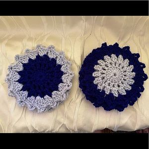 Navy blue and gray Handmade coasters/underglass. 4 pcs/pack.